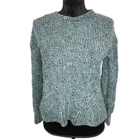 NWT PINK ROSE‎ TEAL CROCHET SOFT COZY SWEATER *perfect Christmas gift* - Picture 2 of 6